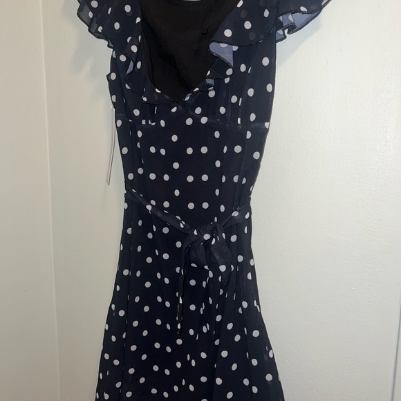 Princess Polly Navy Polka Dot Mini Dress - Picture 2 of 6